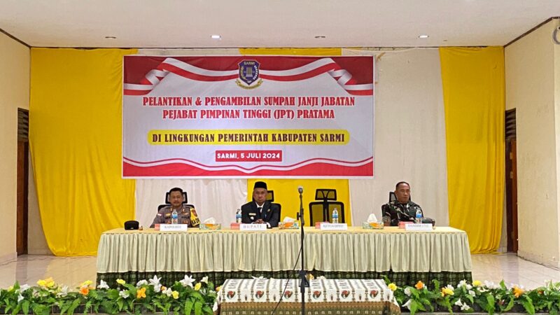 Kapolres Sarmi Hadiri Acara pelantikan Dan Pengambilan Sumpah Dan Janji Jabatan, pejabat pimpinan tinggi (JPT) Pratama